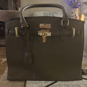 BCBG Paris Olive/Grey Tote Bag